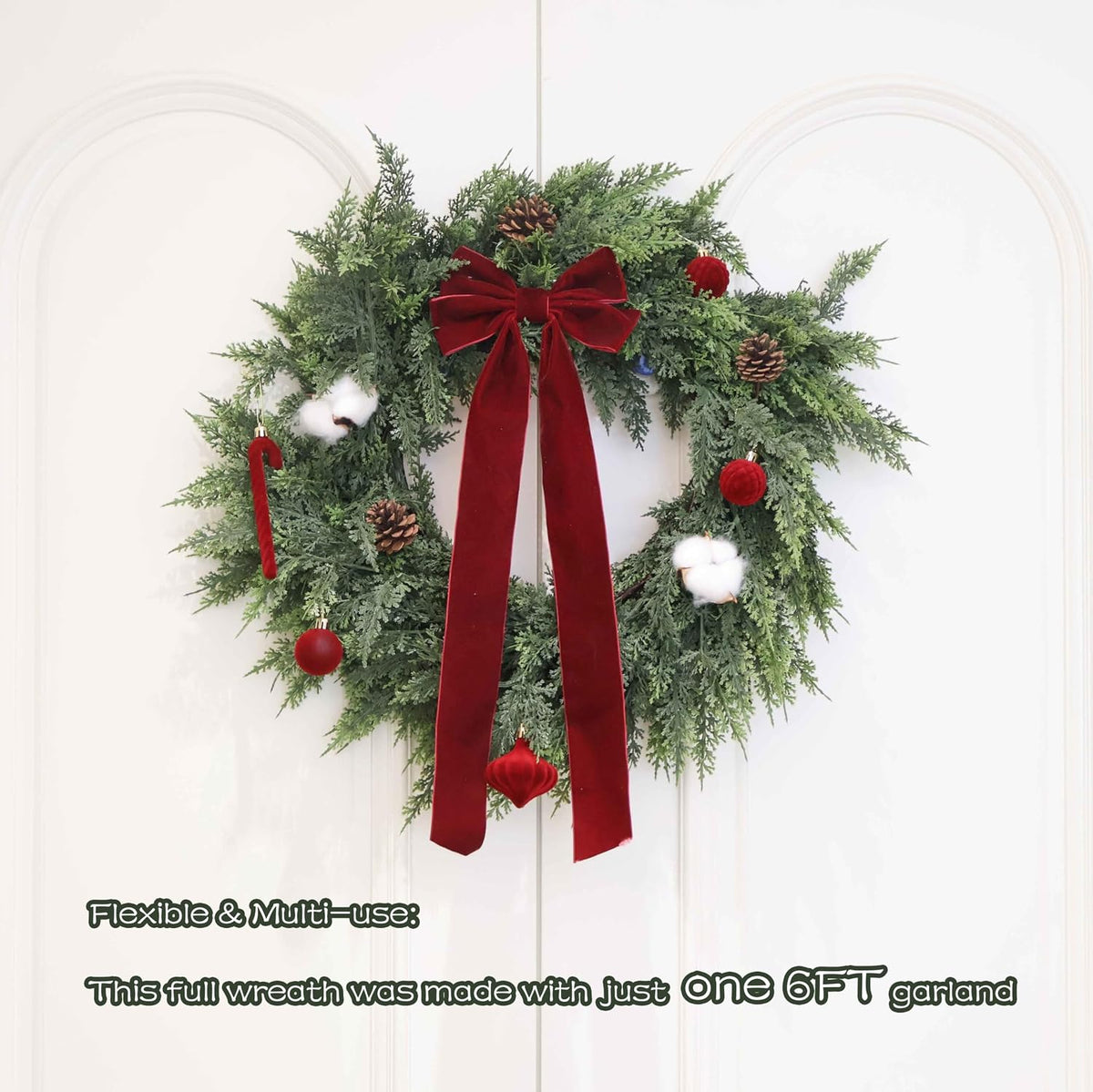 Guirnalda de cedro de Navidad de 6 pies con toque real para decorac...