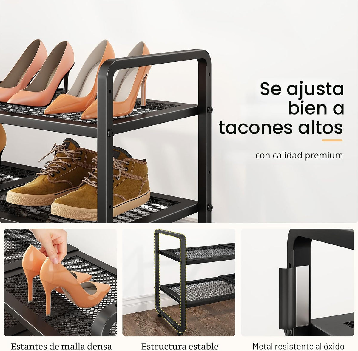 Zapatero de metal expandible para armario, entrada y garaje, 2 nive...