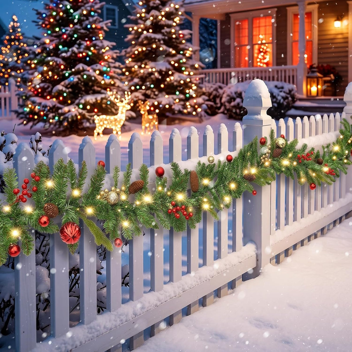 UrMoon Guirnalda de Navidad de 9 pies con luces para interiores y |...