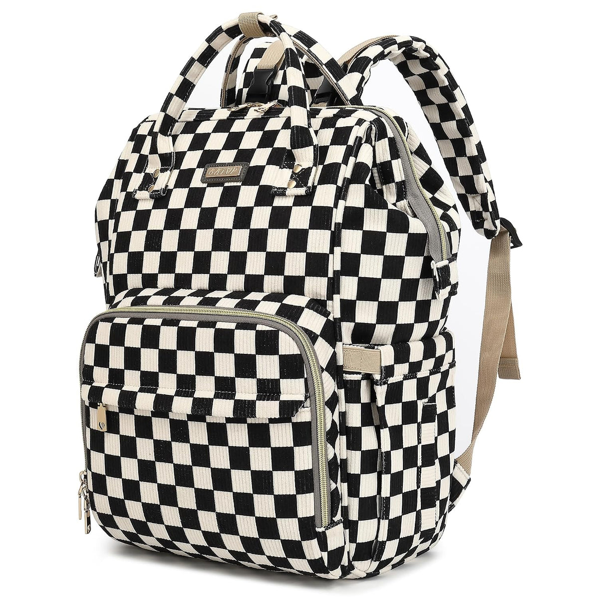 GAIVP mochila de pañales para bebe, negro, rojo (Checkered Black),...