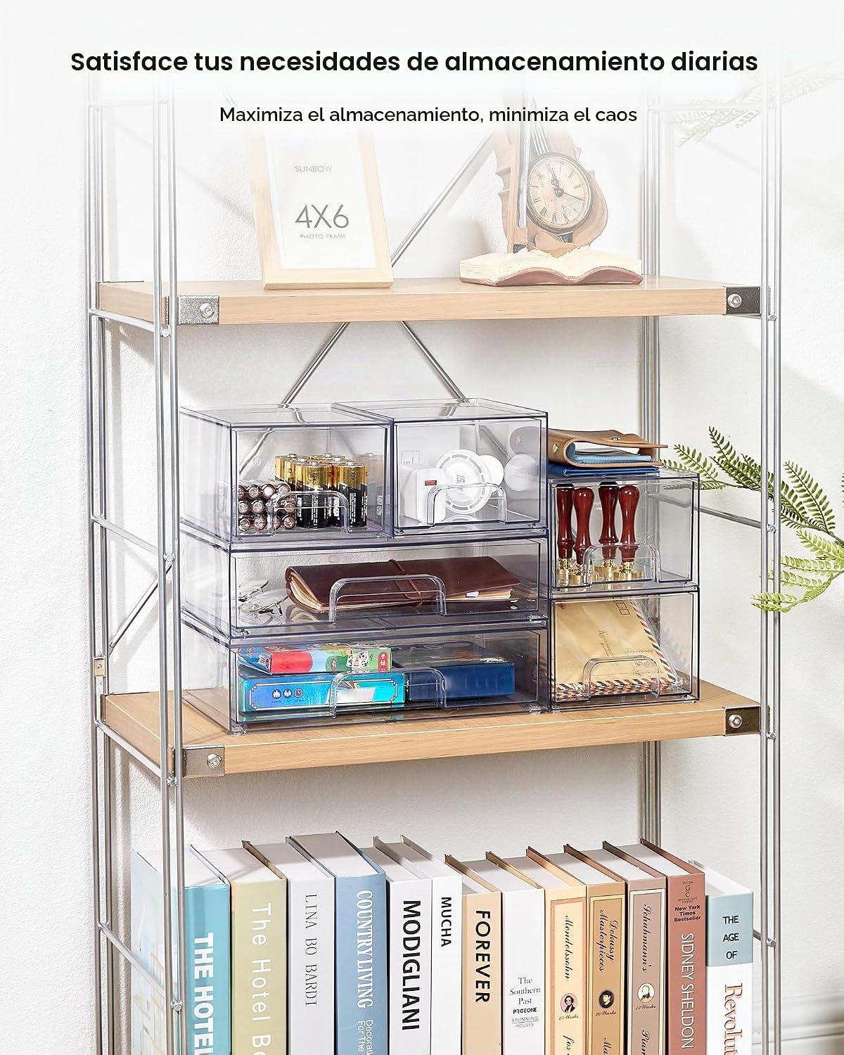 Vtopmart Juego de 5 cajones de almacenamiento apilables transparent...