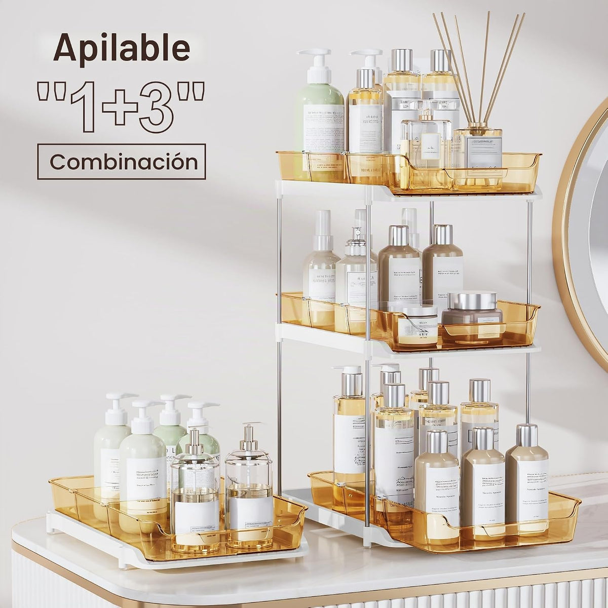 Delamu Organizadores y almacenamiento multiusos de 2 niveles para d...