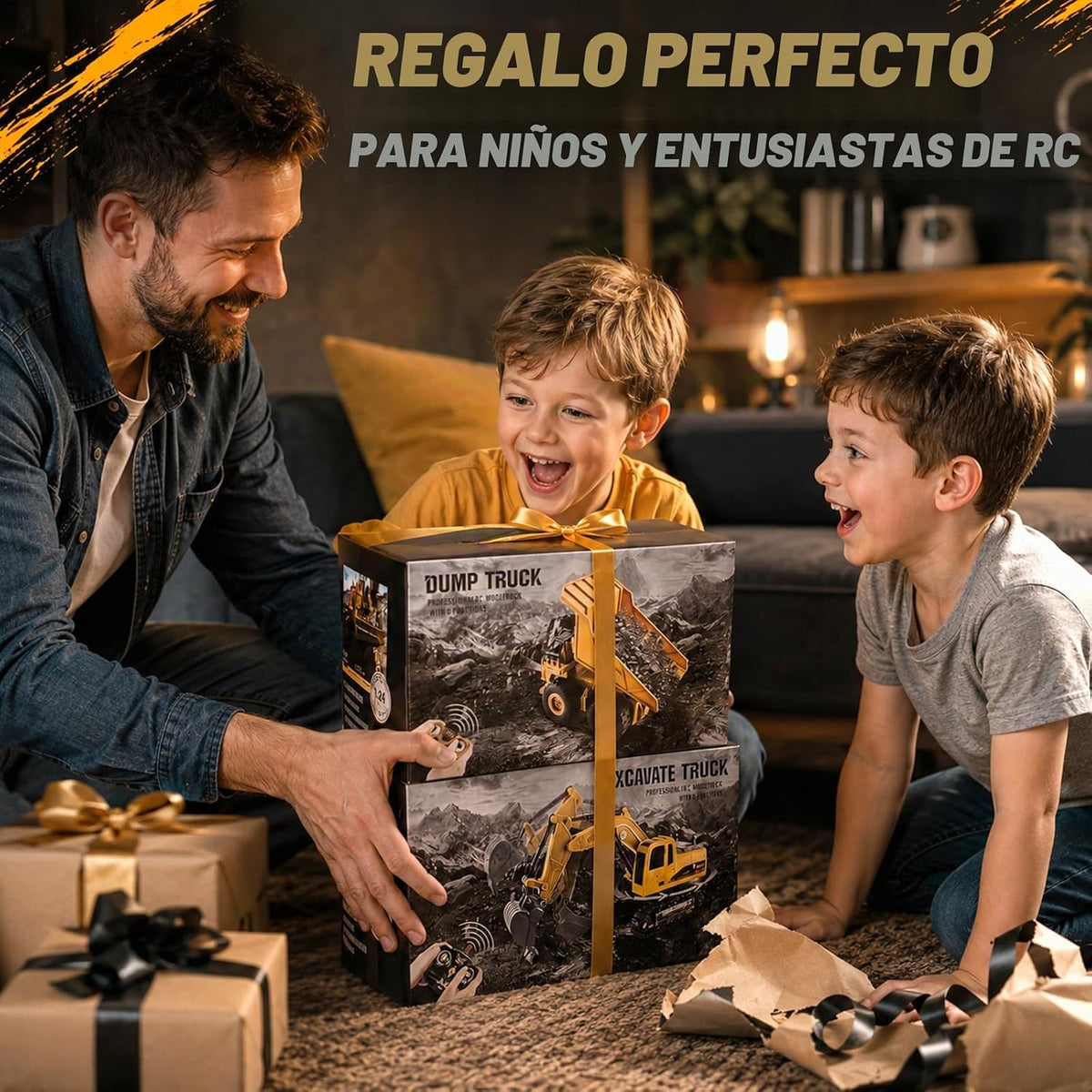 YongnKids 2 piezas de juguete grande de excavadora Rc y camión volq...
