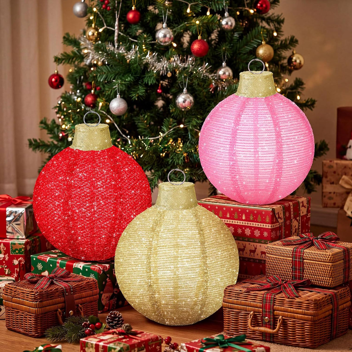 3 bolas de Navidad grandes de 12 pulgadas, adornos emergentes, purp...