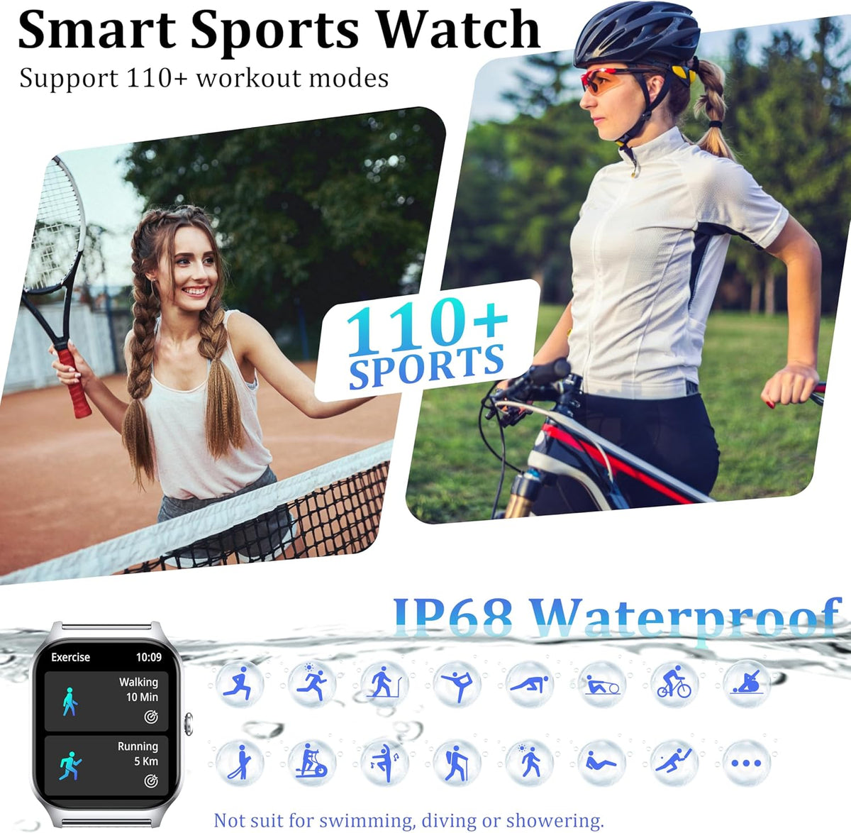 Reloj inteligente para mujer y hombre, reloj inteligente de 1.85 pu...