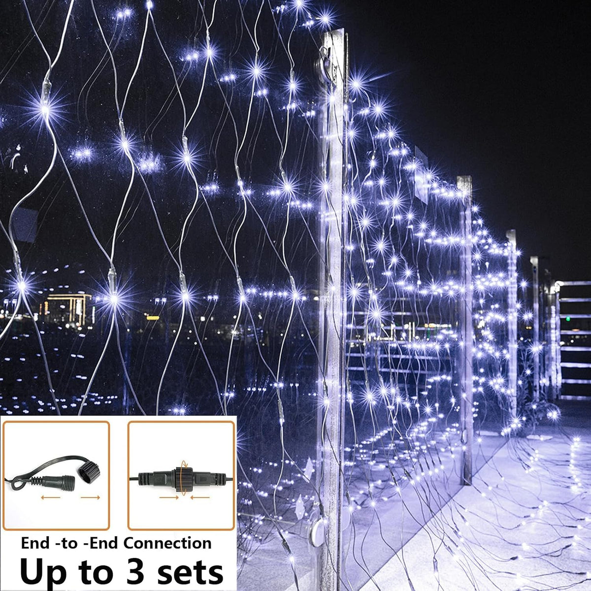 Joomer Luces de red de Navidad de 12 pies x 5 pies, luces de malla...
