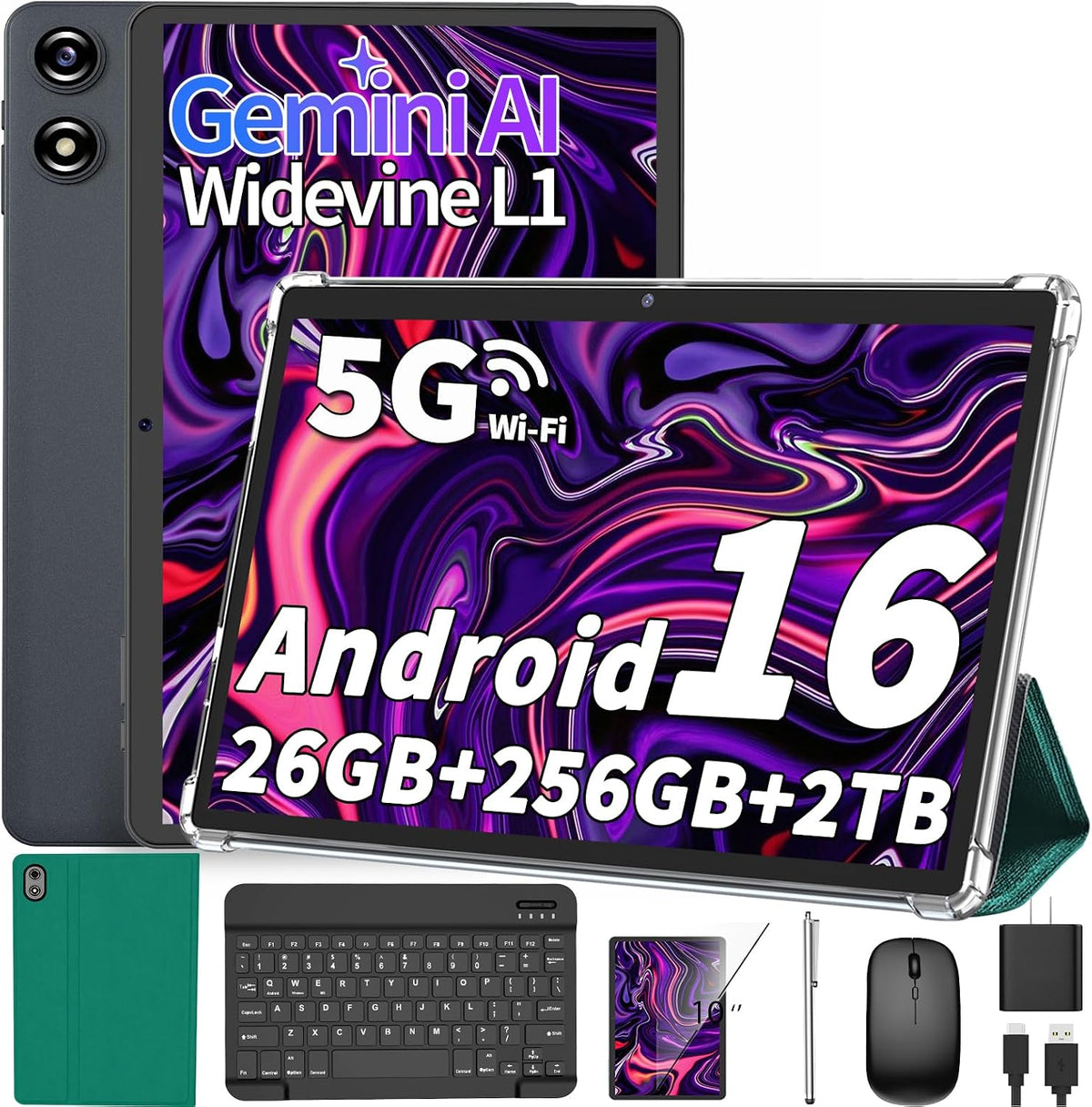 2026 Android 16 Tablet con teclado - Tableta electrónica de 10 pulg...