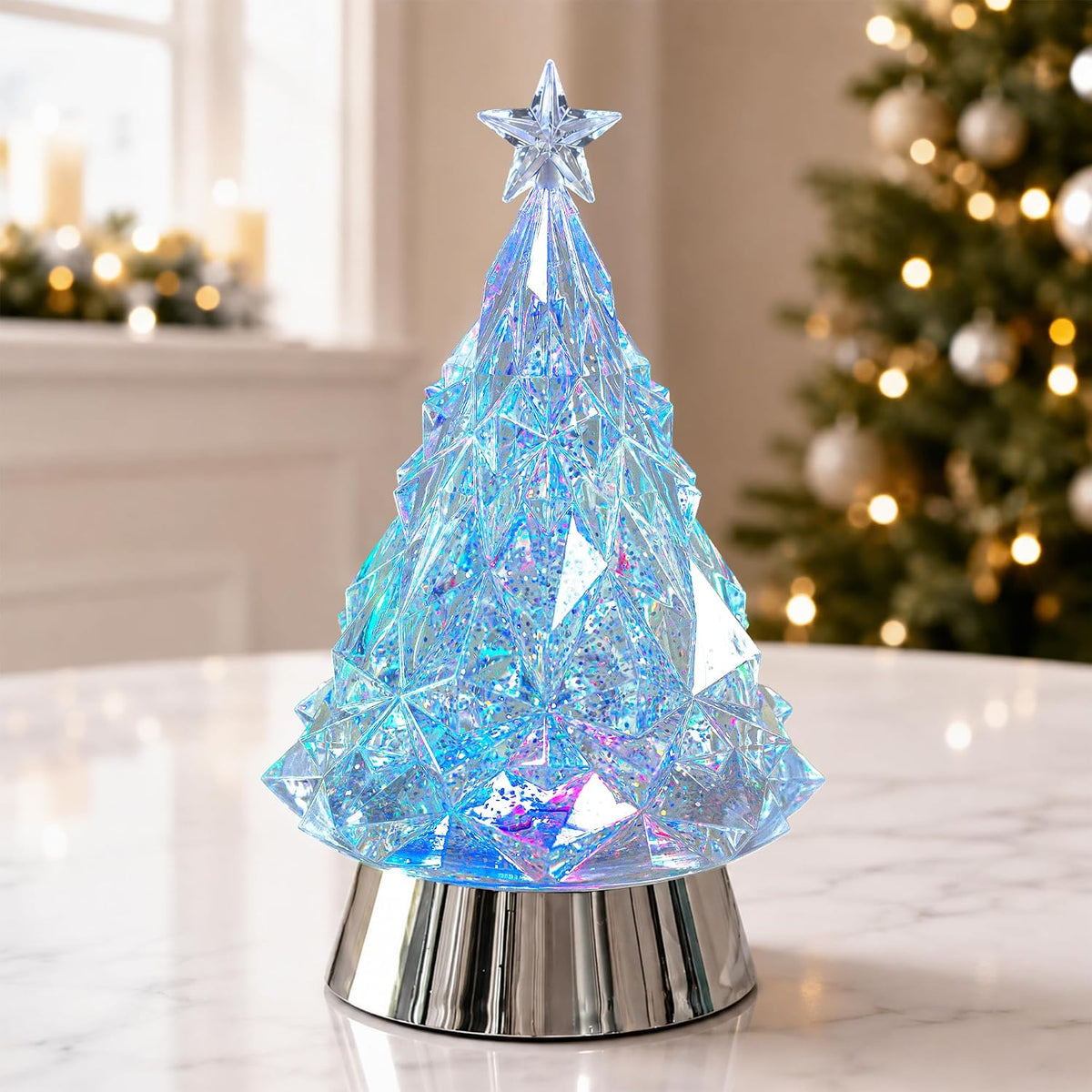 Linterna de globo de nieve para árbol de Navidad con música y tempo...