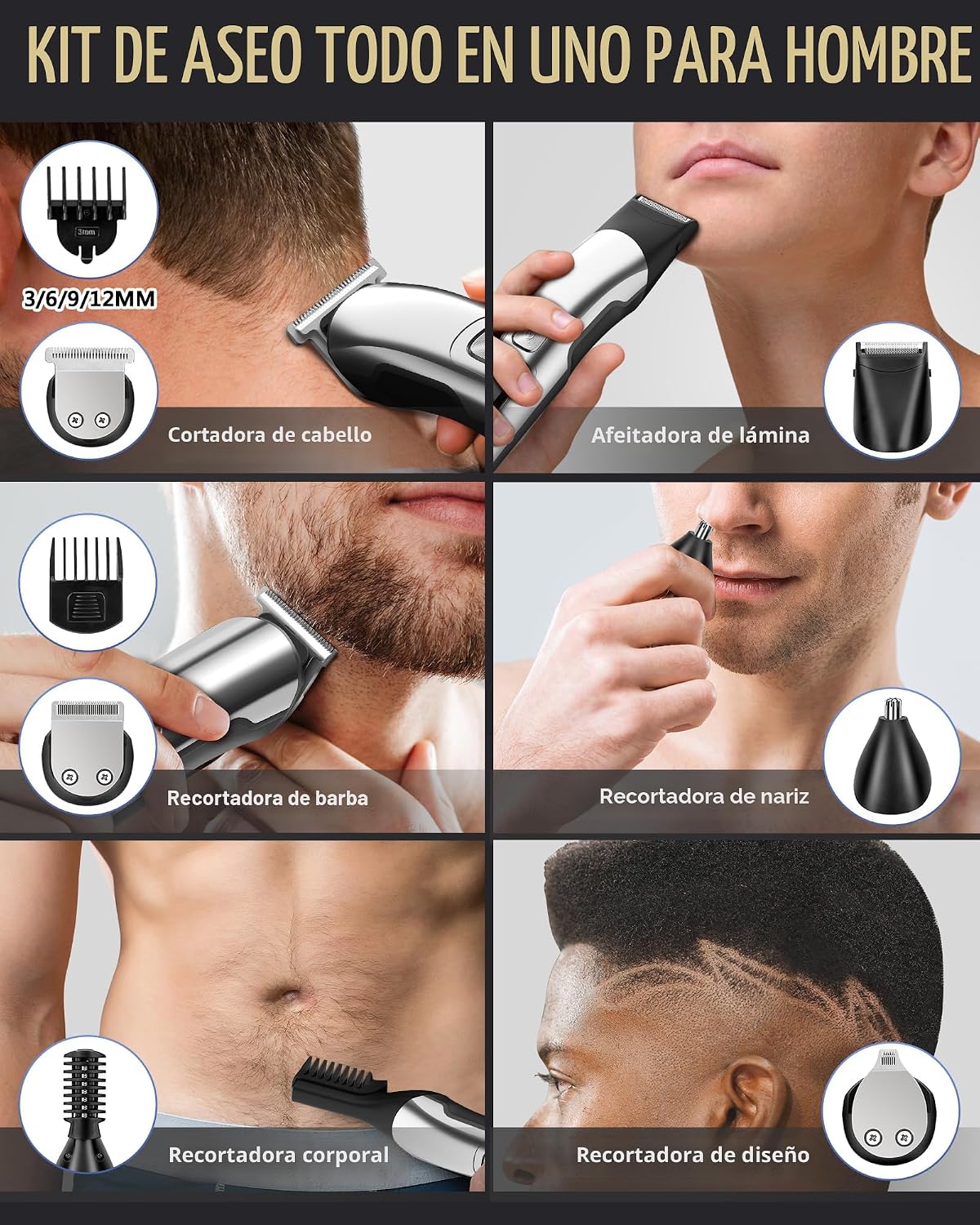 Ufree - Cortadora de barba para hombres, maquinilla de afeitar eléc...