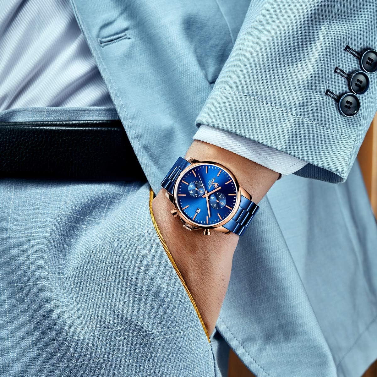 GOLDEN HOUR Fashion Business - Relojes para hombre con cronógrafo,...