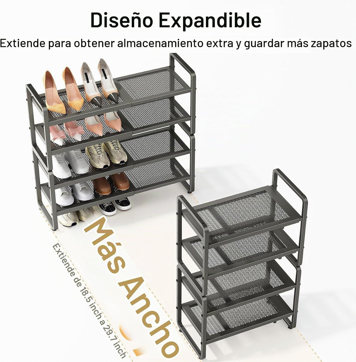 SNTD Zapatero de metal expandible para armario, entrada y garaje, 4...