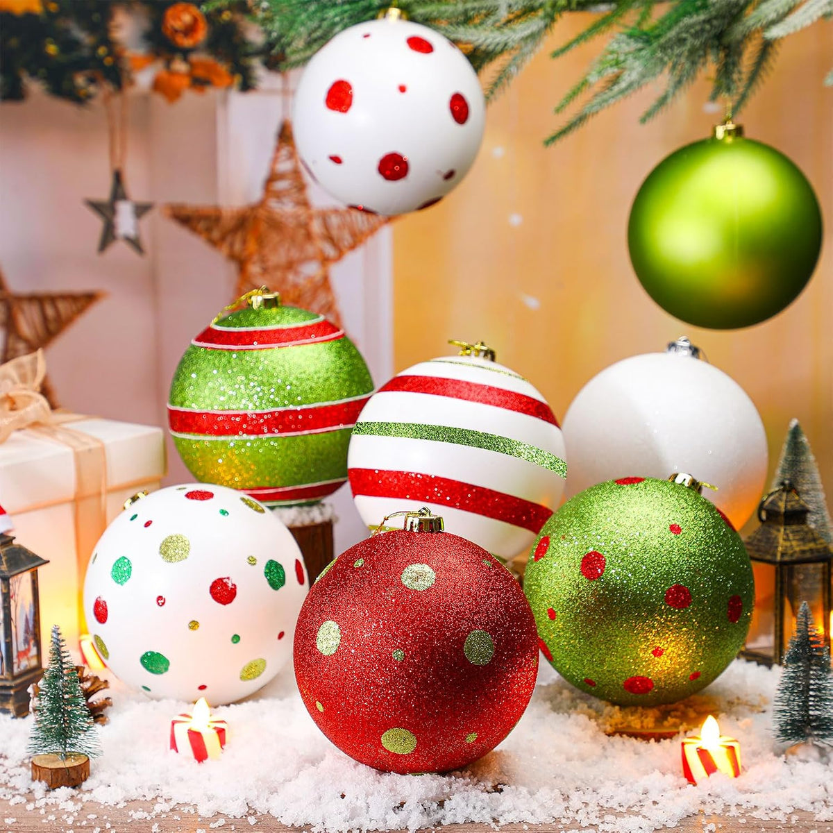 Deekin - Paquete de 8 bolas de adornos de Navidad extra grandes, co...