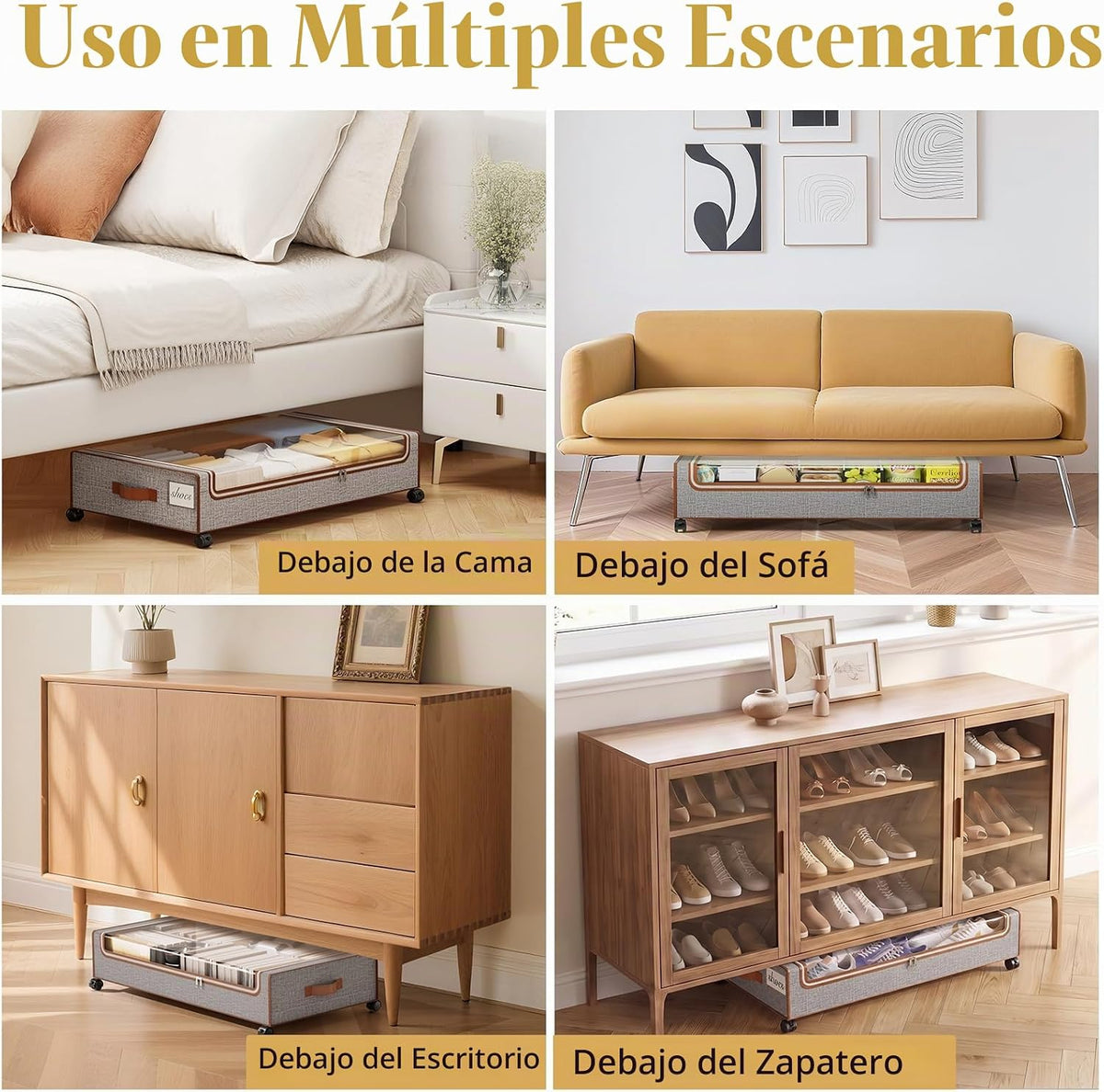 Yecaye Almacenamiento debajo de la cama con ruedas, 60 litros, paqu...