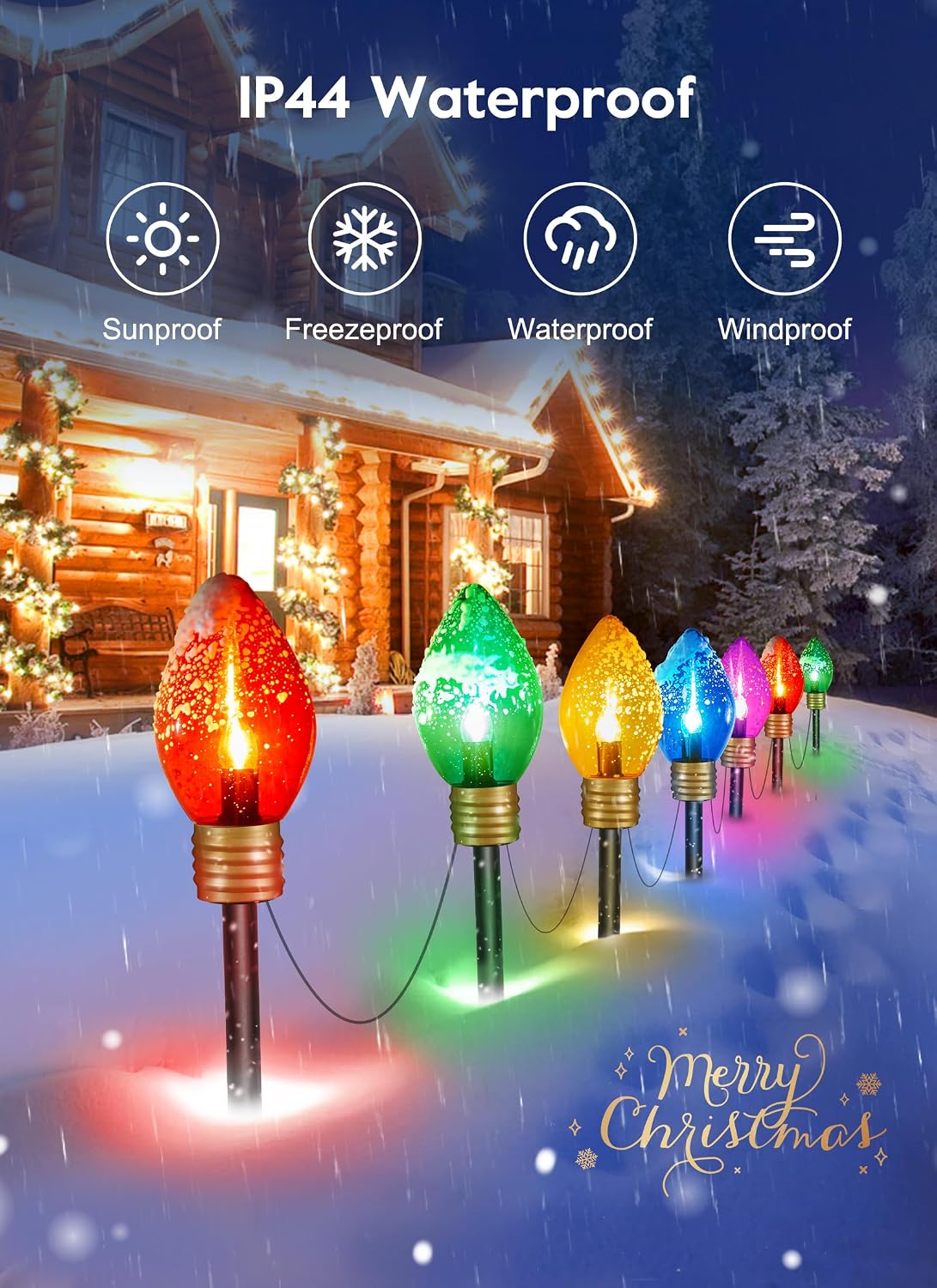 Cadena de luces para patio al aire libre, 48 pies, resistente a la...