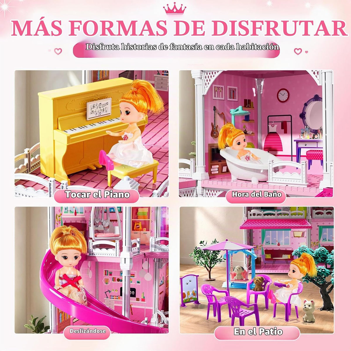 JUKUDAHU Villa de 4 pisos para niñas de 3 a 8 años - 11 habitacione...