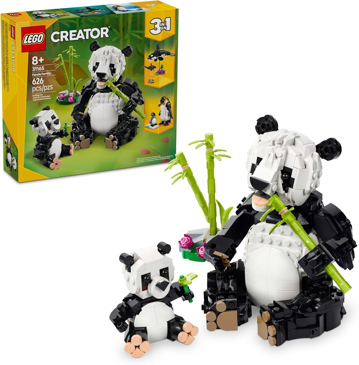 LEGO Creator Familia de Pandas, Animales Salvajes 3 en 1 - Kit de j...