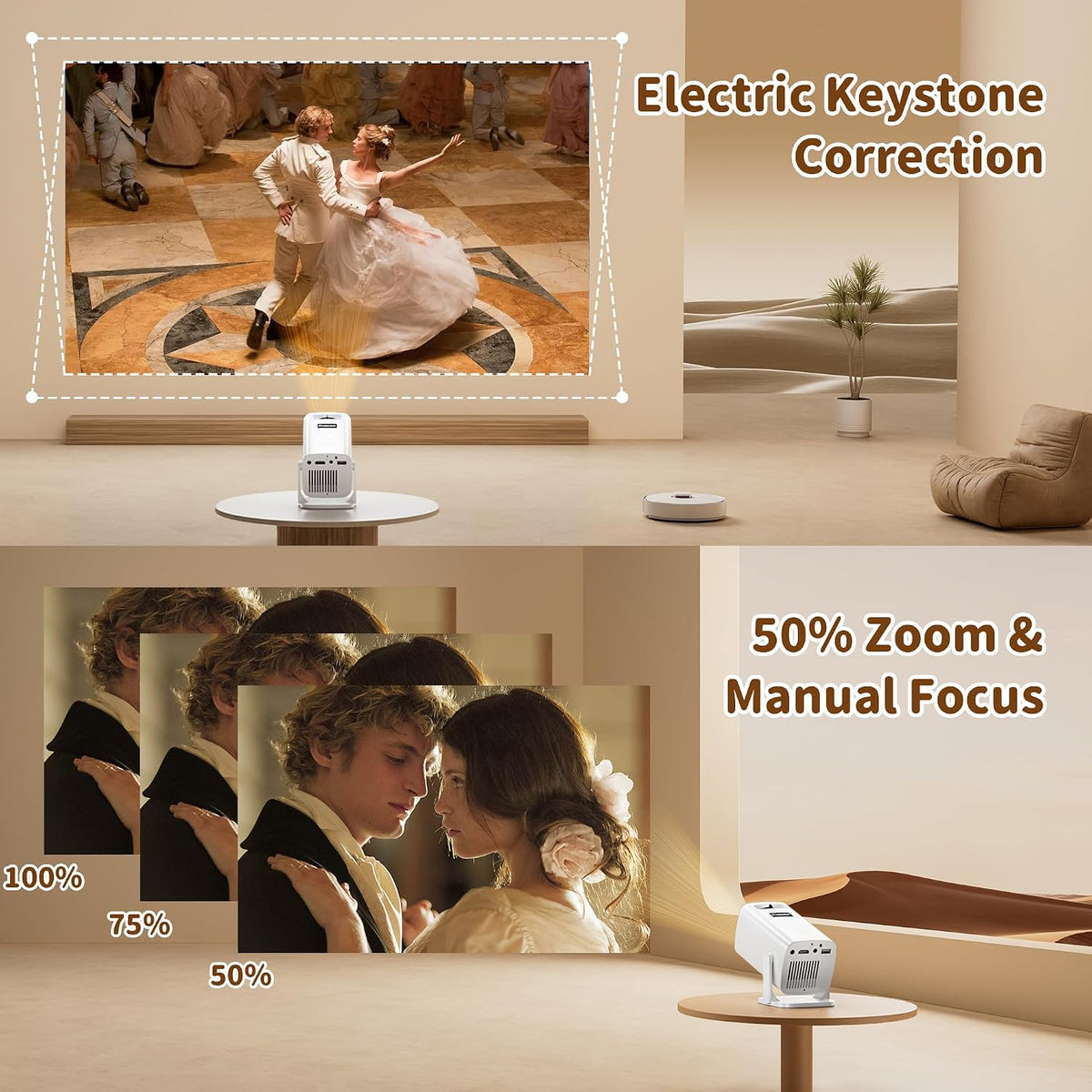 Mini proyector con soporte 4K, proyector portátil de corto alcance...