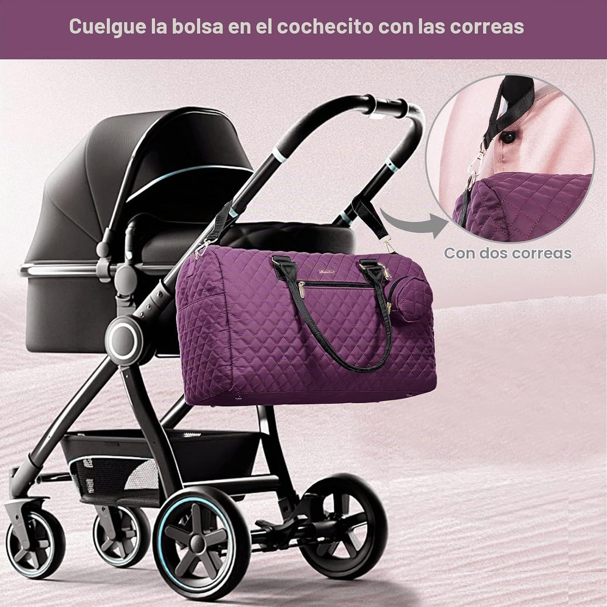 LOVEVOOK Bolsa de pañales con funda para chupete y cambiador, bolsa...