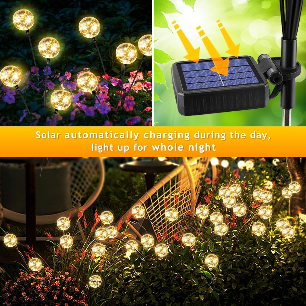 vignuto Luces solares impermeables para exteriores, paquete de 4, l...