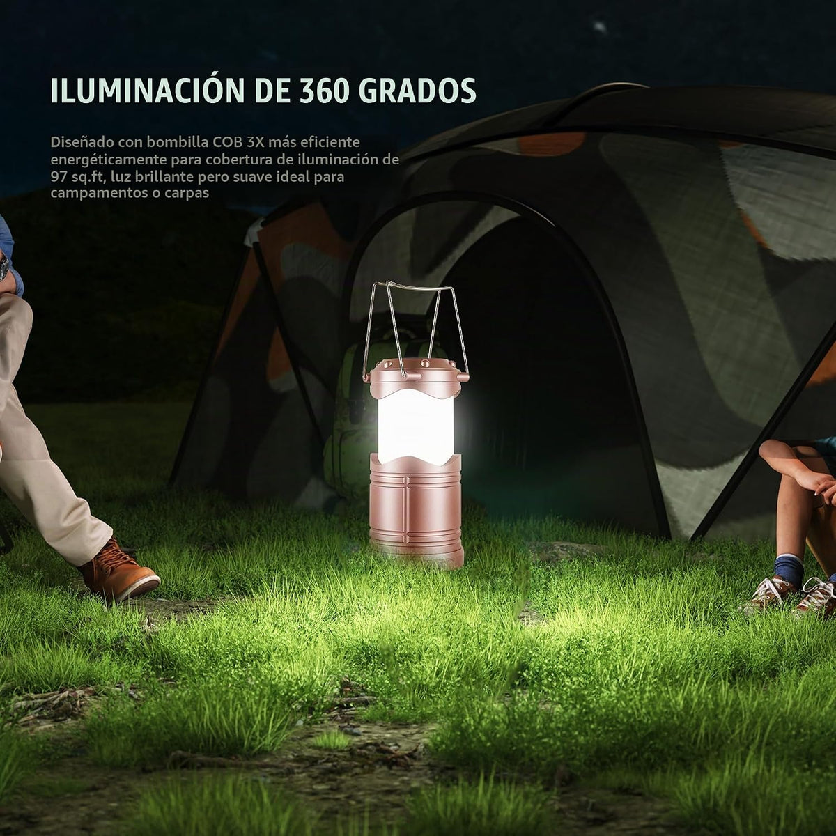 Lichamp Linterna LED de camping, paquete de 4 linternas alimentadas...