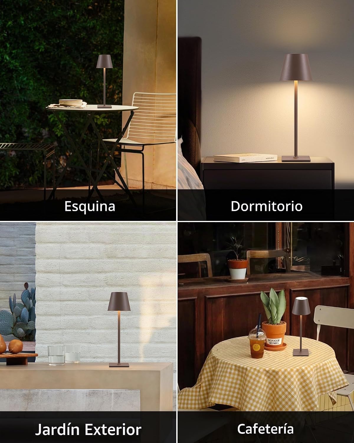 KDG Paquete de 2 lámparas de mesa inalámbricas marrones, lámparas d...