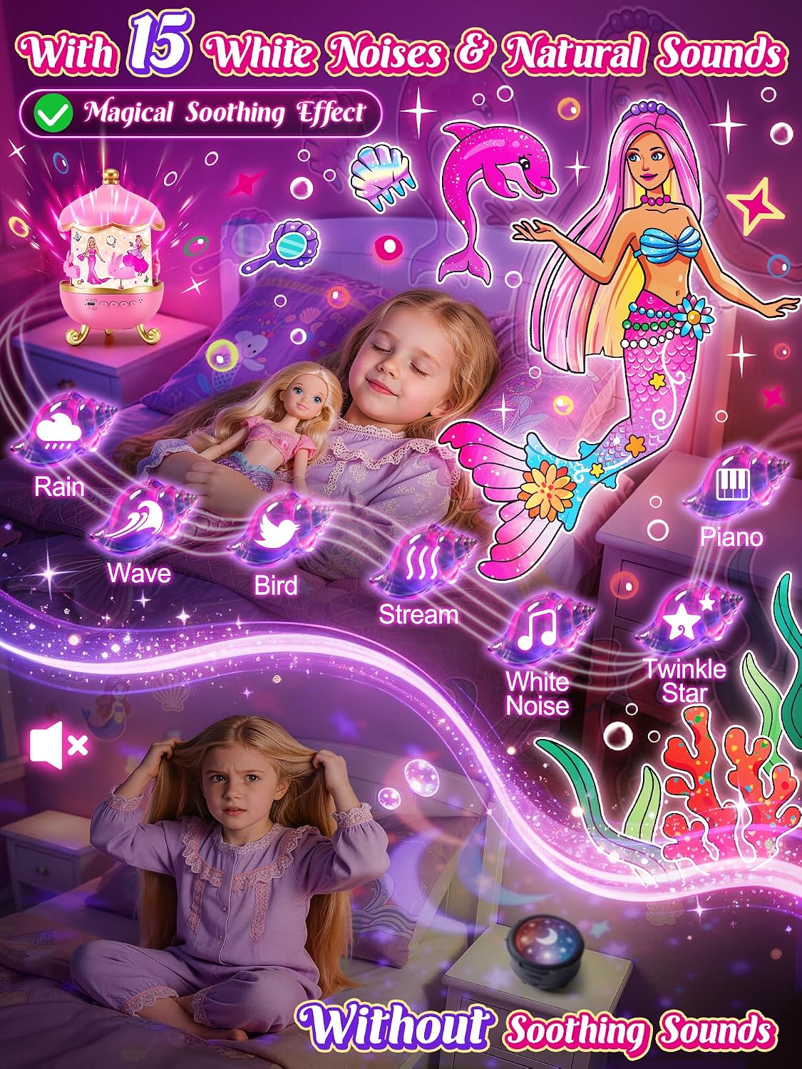 Juguetes de princesa para niñas, 【18 películas + 15 ruidos blancos】...