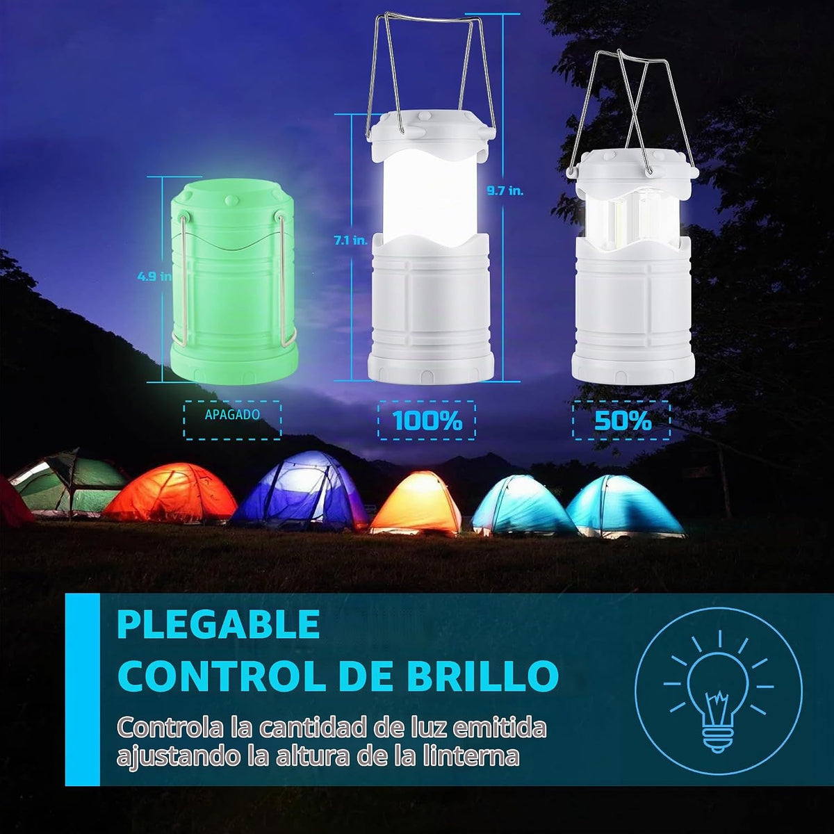 Lichamp Linterna de camping LED, paquete de 4 linternas alimentadas...