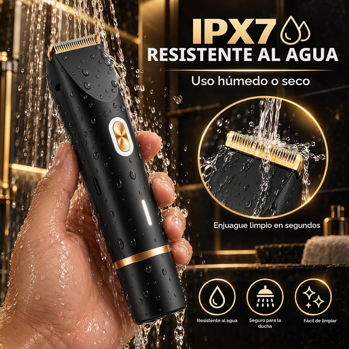 Afeitadora eléctrica impermeable 2 en 1 para mujer, color negro | D...