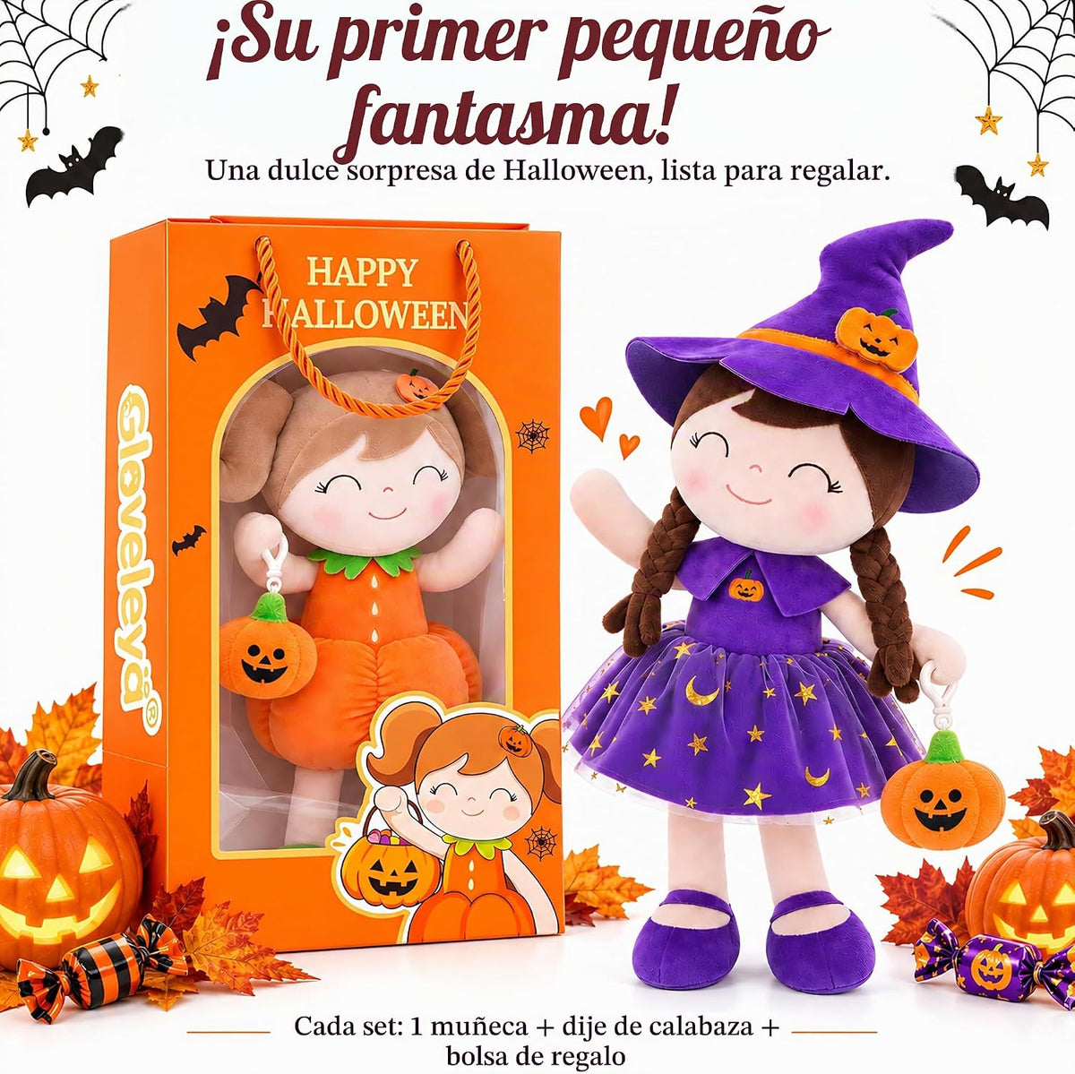 Gloveleya - Muñeca de bebé de Halloween, regalo para niñas, muñecas...