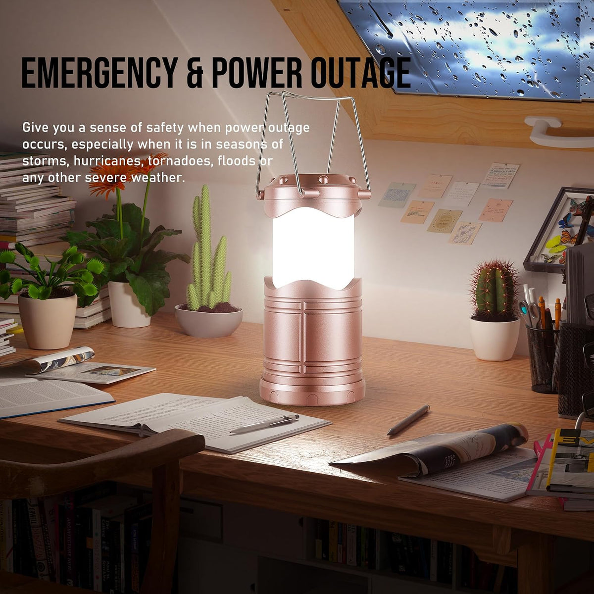 Lichamp Linterna LED para campamento, paquete de 4 linternas alimen...