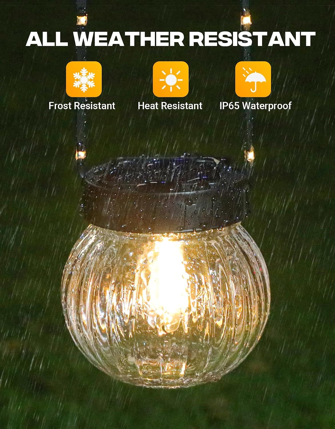 PARTPHONER Luces solares impermeables para exteriores, paquete de 1...