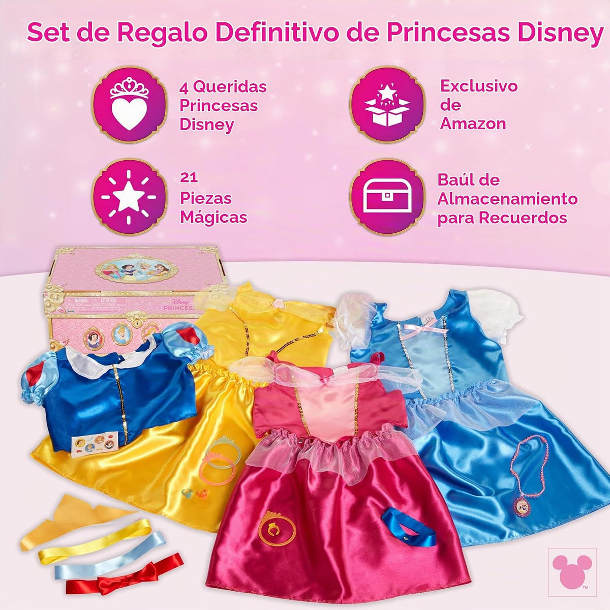 Disney Princess Baúl de Disfraces Deluxe 21 Piezas con Licencia Ofi...