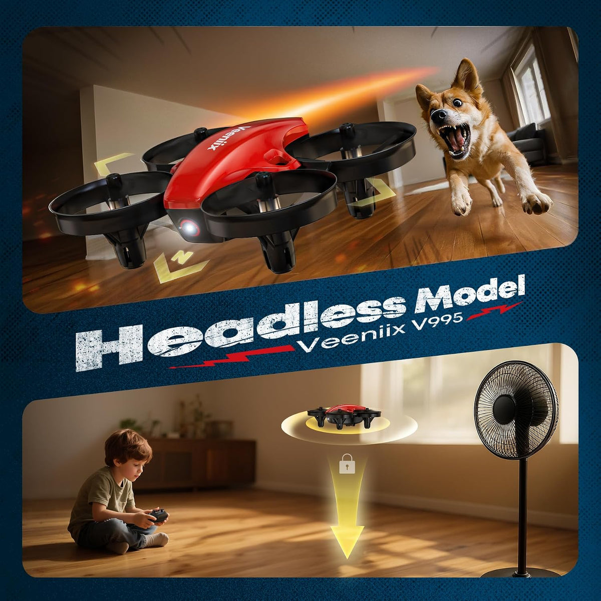 Veeniix V995 Mini dron rojo para niños y principiantes, cuadricópte...