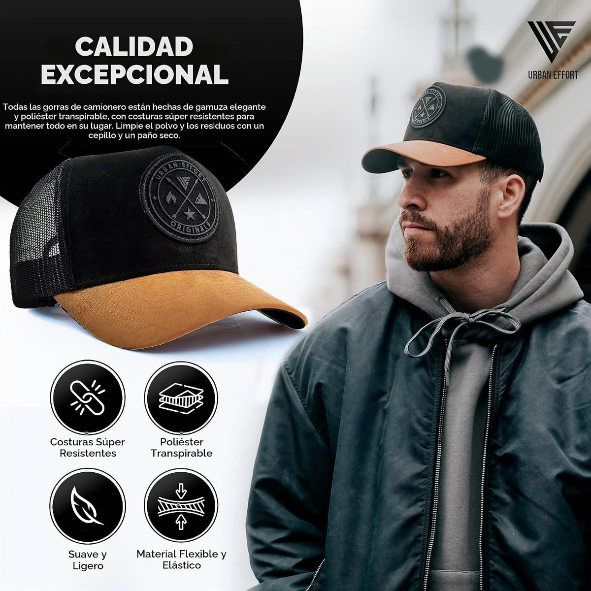 Urban Effort Trucker Hat para hombre – Gorra de béisbol con parte t...