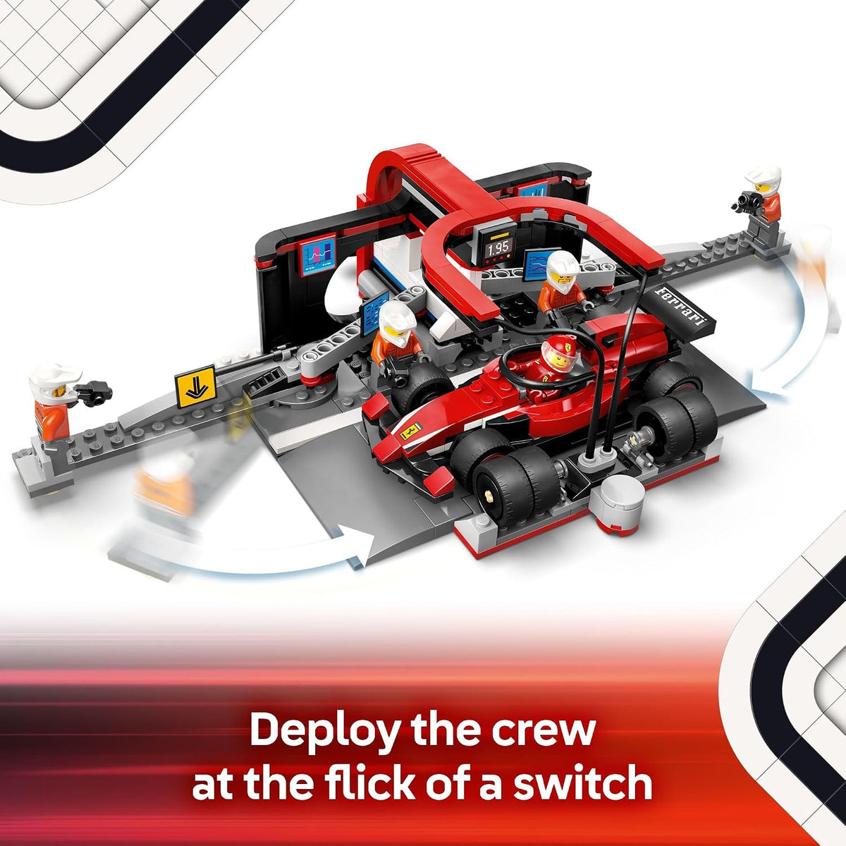 LEGO City F1 Pit Stop & Pit Crew con juguete de coche Ferrari \...