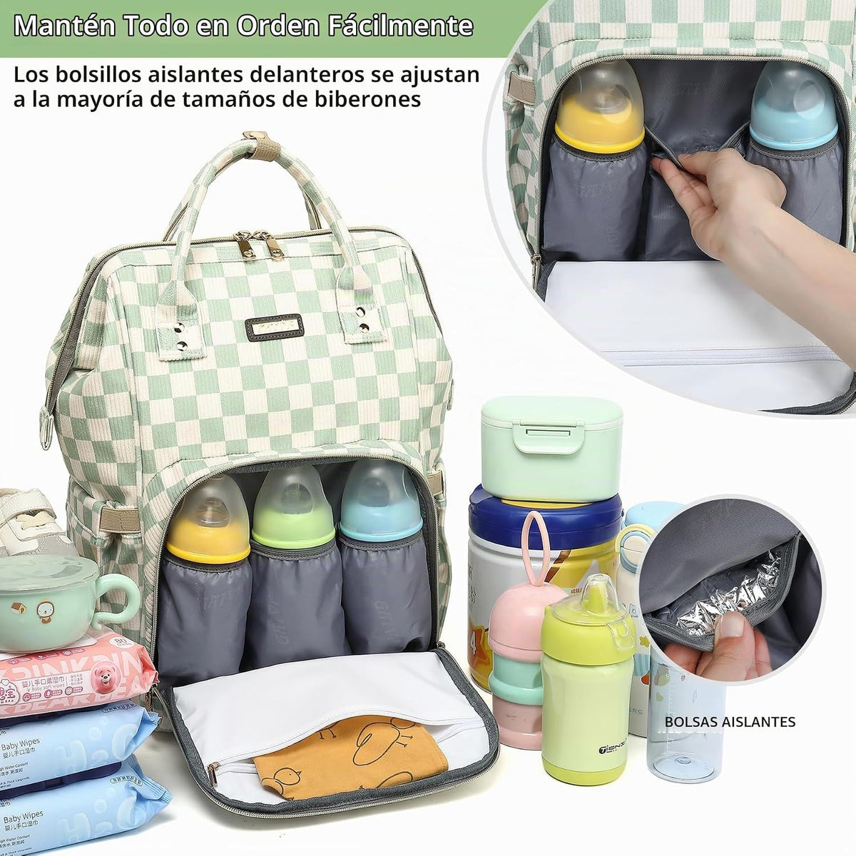 GAIVP Mochila para pañales de bebé para mamá, bolsa de pañales de v...