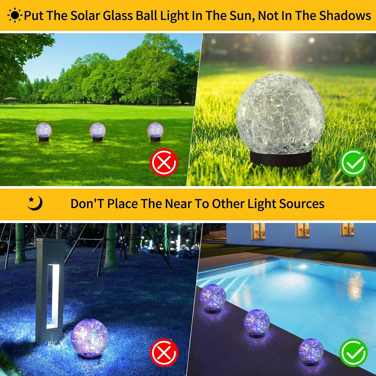 JKIMK Luces solares de globo para exteriores, impermeables, bolas s...