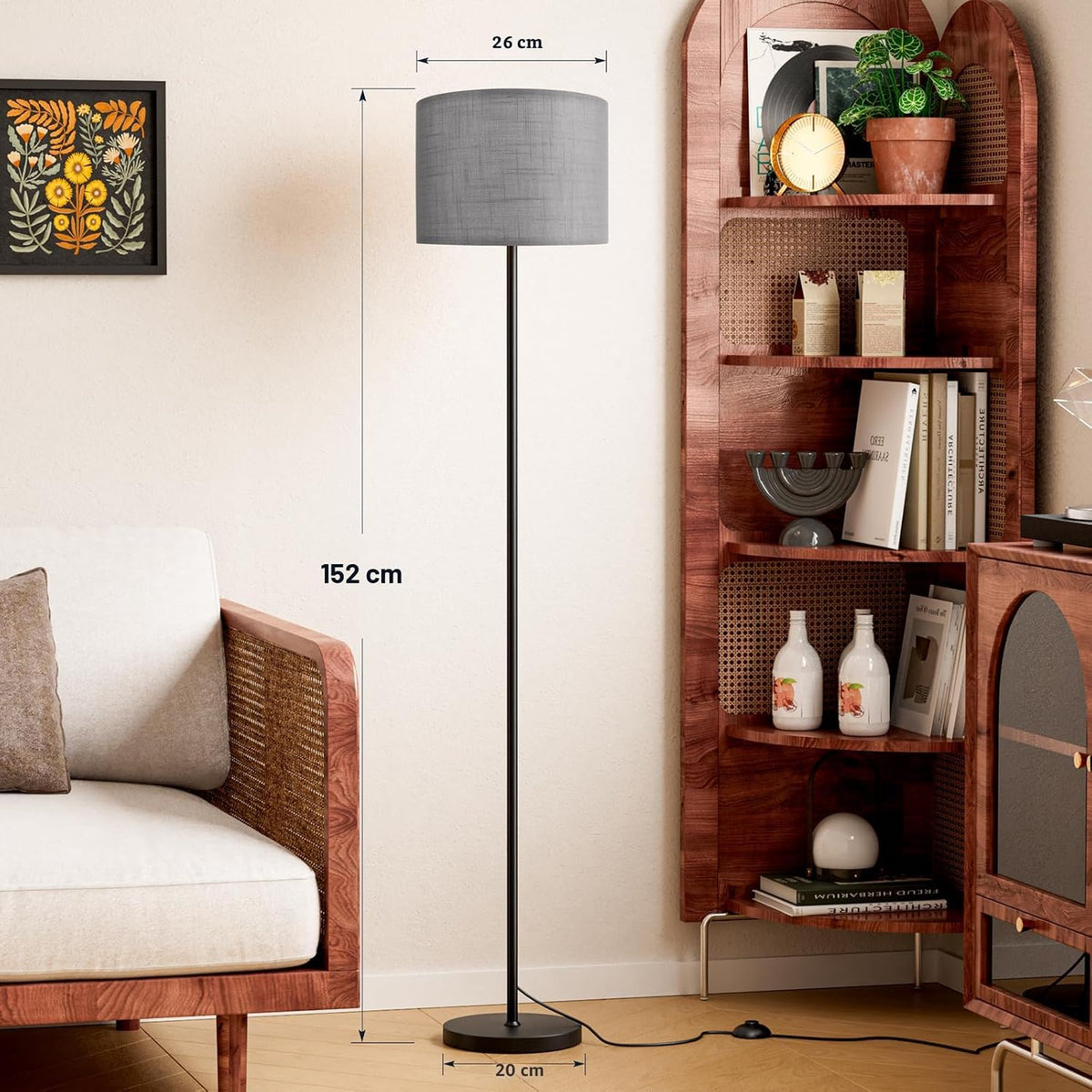 Ambimall Lámpara de pie moderna de 60 pulgadas con pantalla, lámpar...