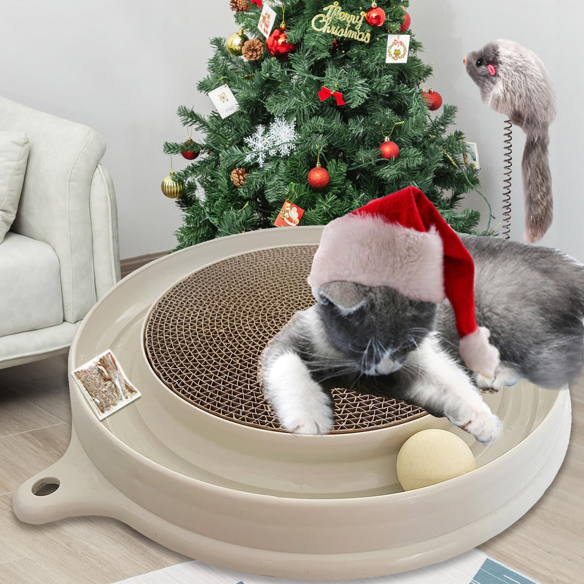 AUOON - Juguete rascador para gatos con pista de bolas para gatos d...