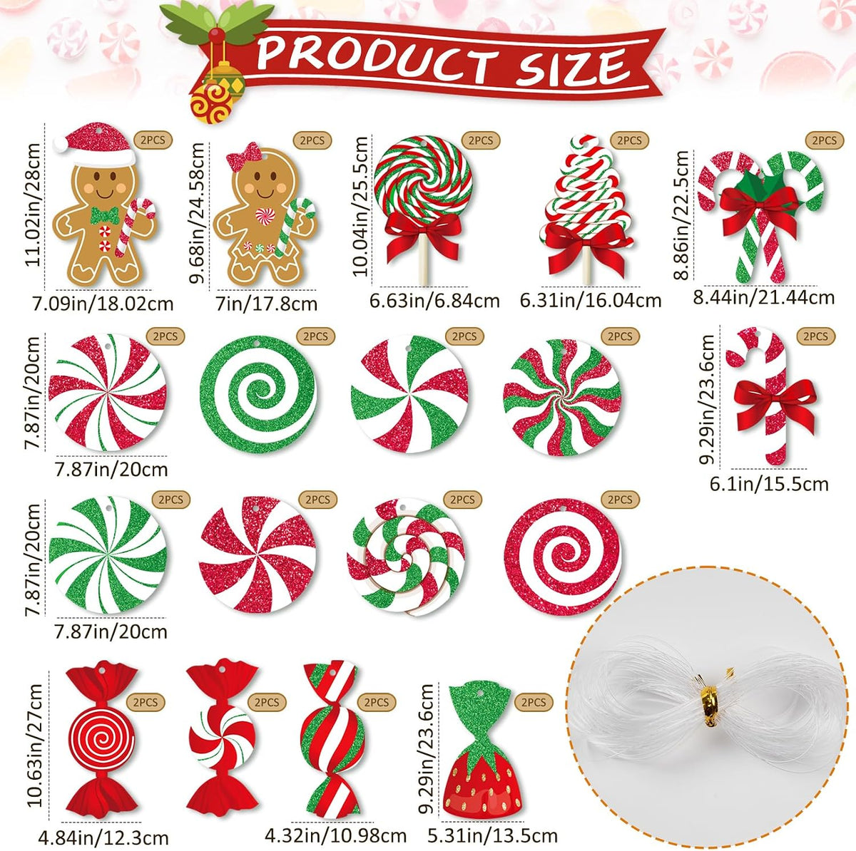 GuassLee Decoraciones colgantes grandes de Navidad para exteriores...