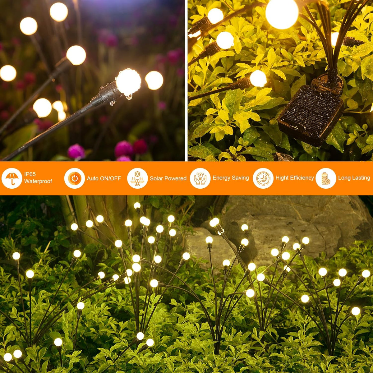 ASMAD Luces solares para exteriores (paquete de 12-64 LED), luces s...
