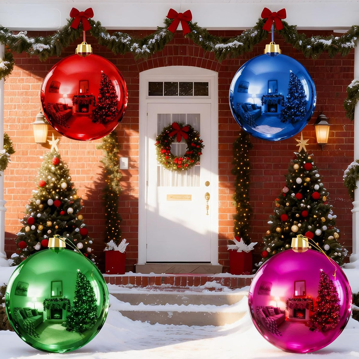 Zubebe 4 piezas de bolas de adornos de Navidad extra grandes para d...
