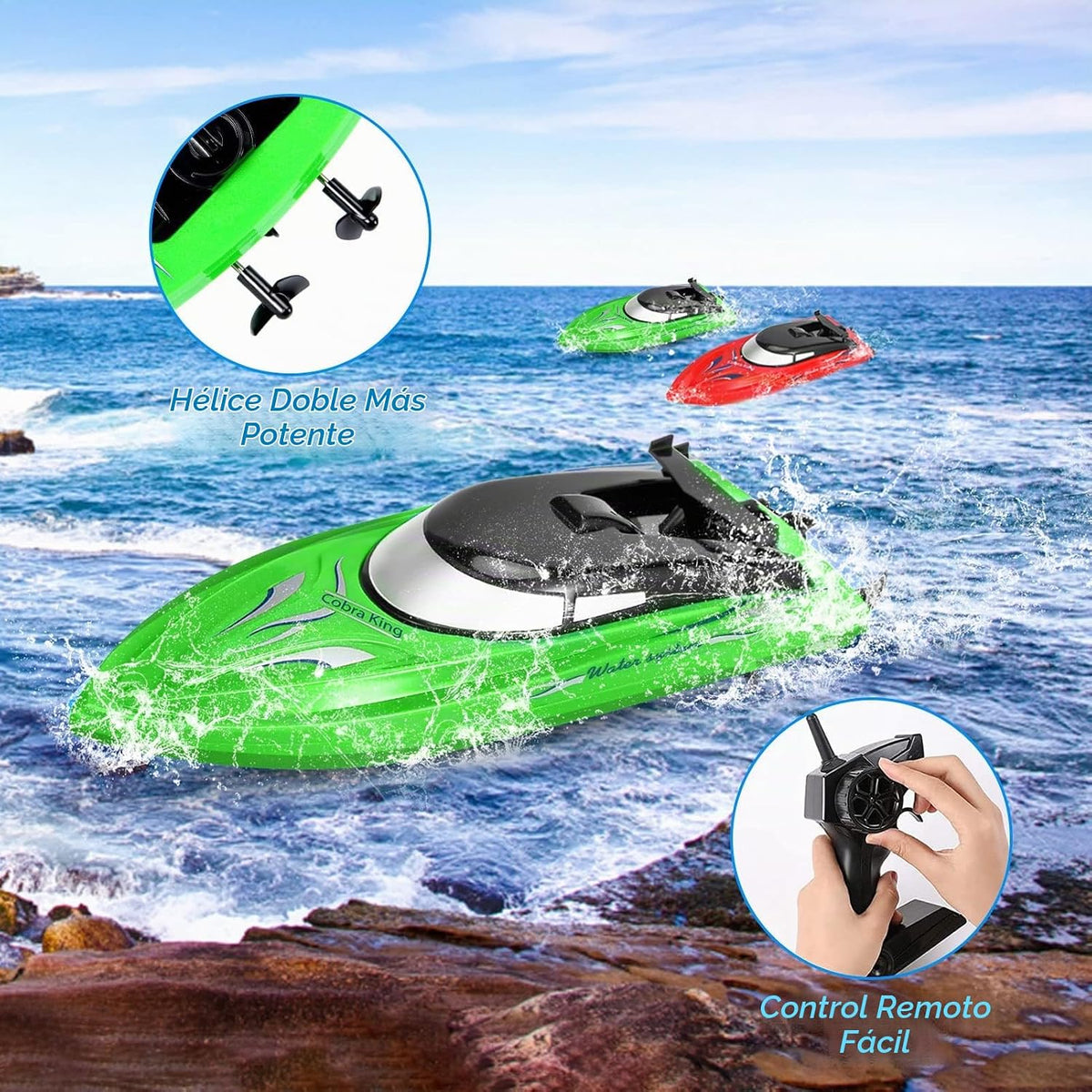 Lumiparty Paquete de 2 botes a control remoto, barcos de control re...