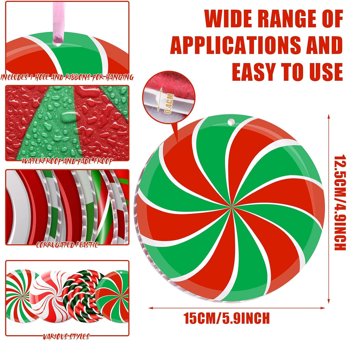 Rtteri 30 piezas de dulces de Navidad para colgar en el patio de 6...