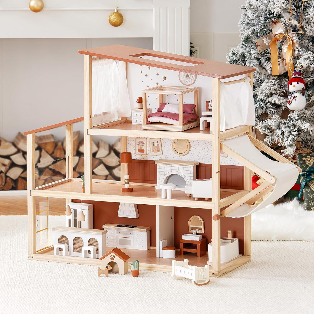 ROBOTIME Casa de muñecas de madera para niños de 3, 4, 5, 6 años, c...