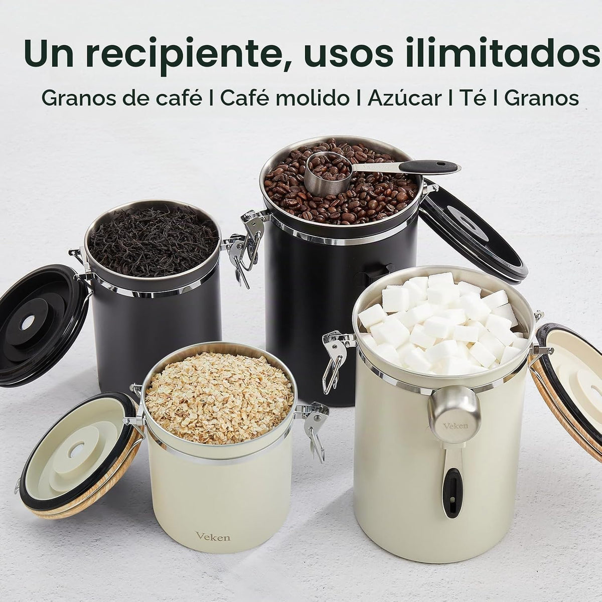 Veken Recipiente para café, 32.5 onzas, 2 libras, grandes tarros he...
