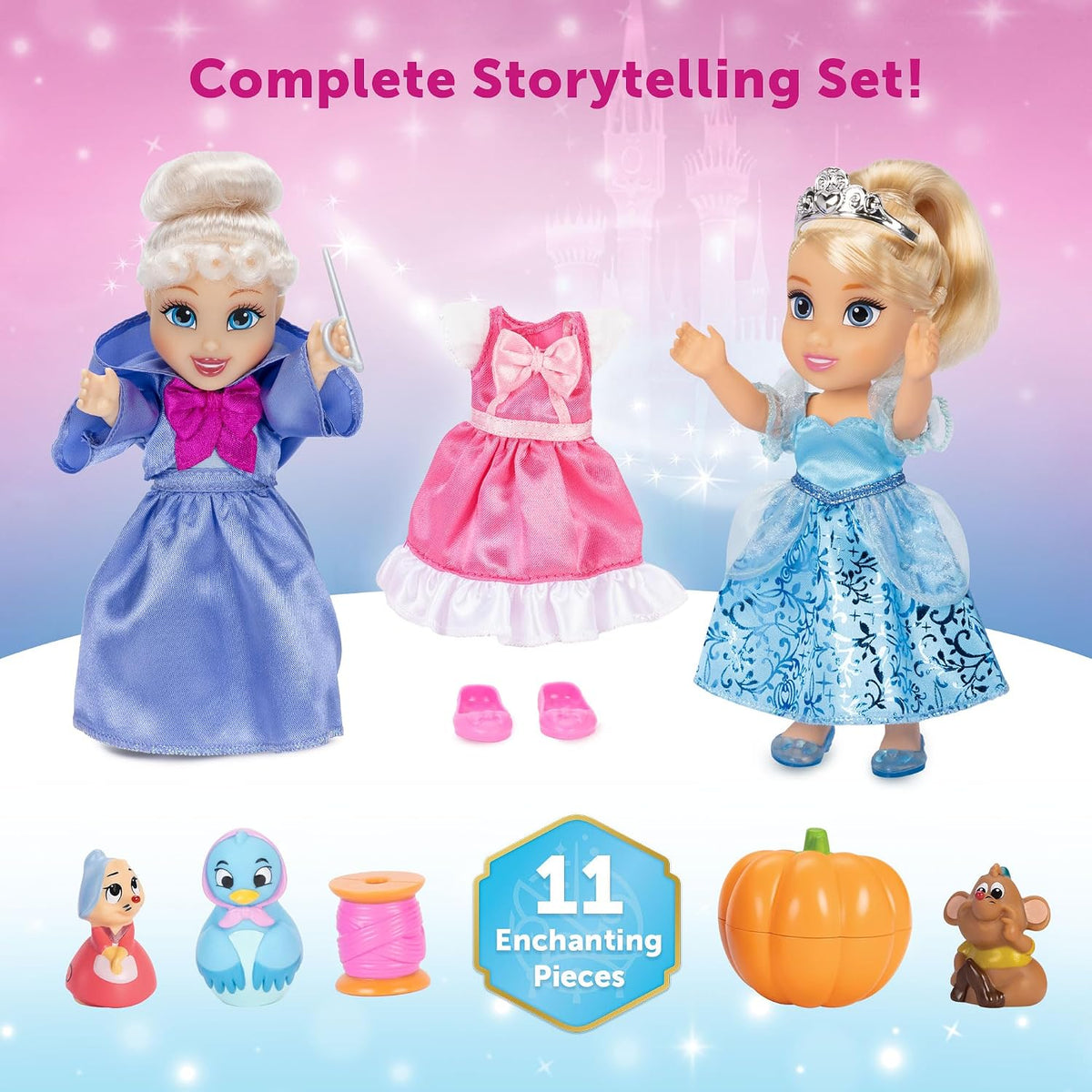 Disney Princess Cenicienta y Hada Madrina Juego de 8 piezas de muñe...
