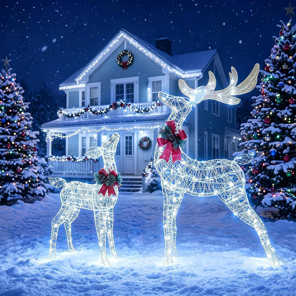 Tangkula Reno iluminado navideño de 4.4 pies, decoraciones navideña...