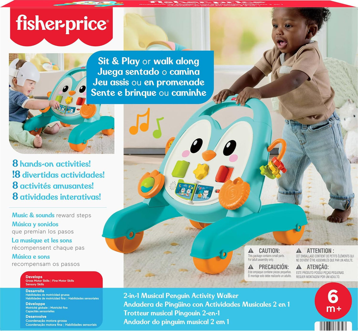 Fisher-Price Juguete de empuje para bebé, caminante musical de ping...