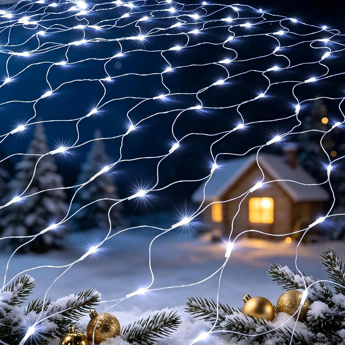 Joomer Paquete de 2 luces de red de Navidad de 12 pies x 5 pies, lu...